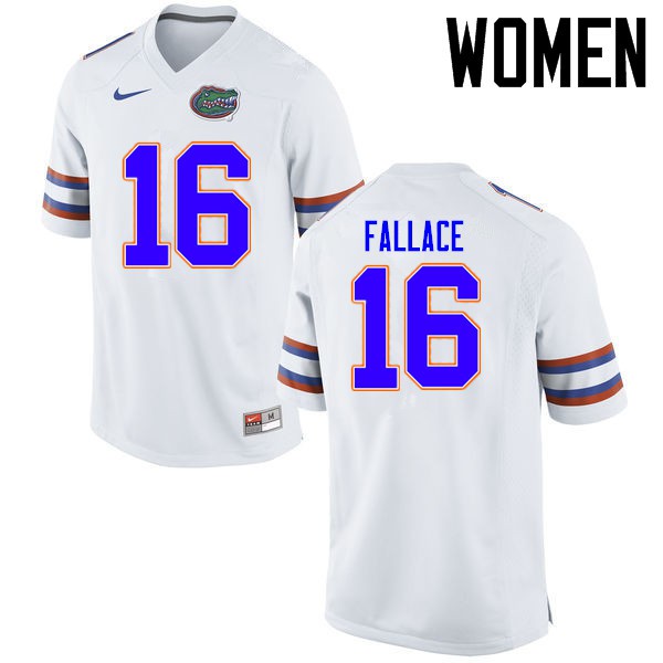 Florida Gators Women #16 Brian Fallace College Football Jerseys White